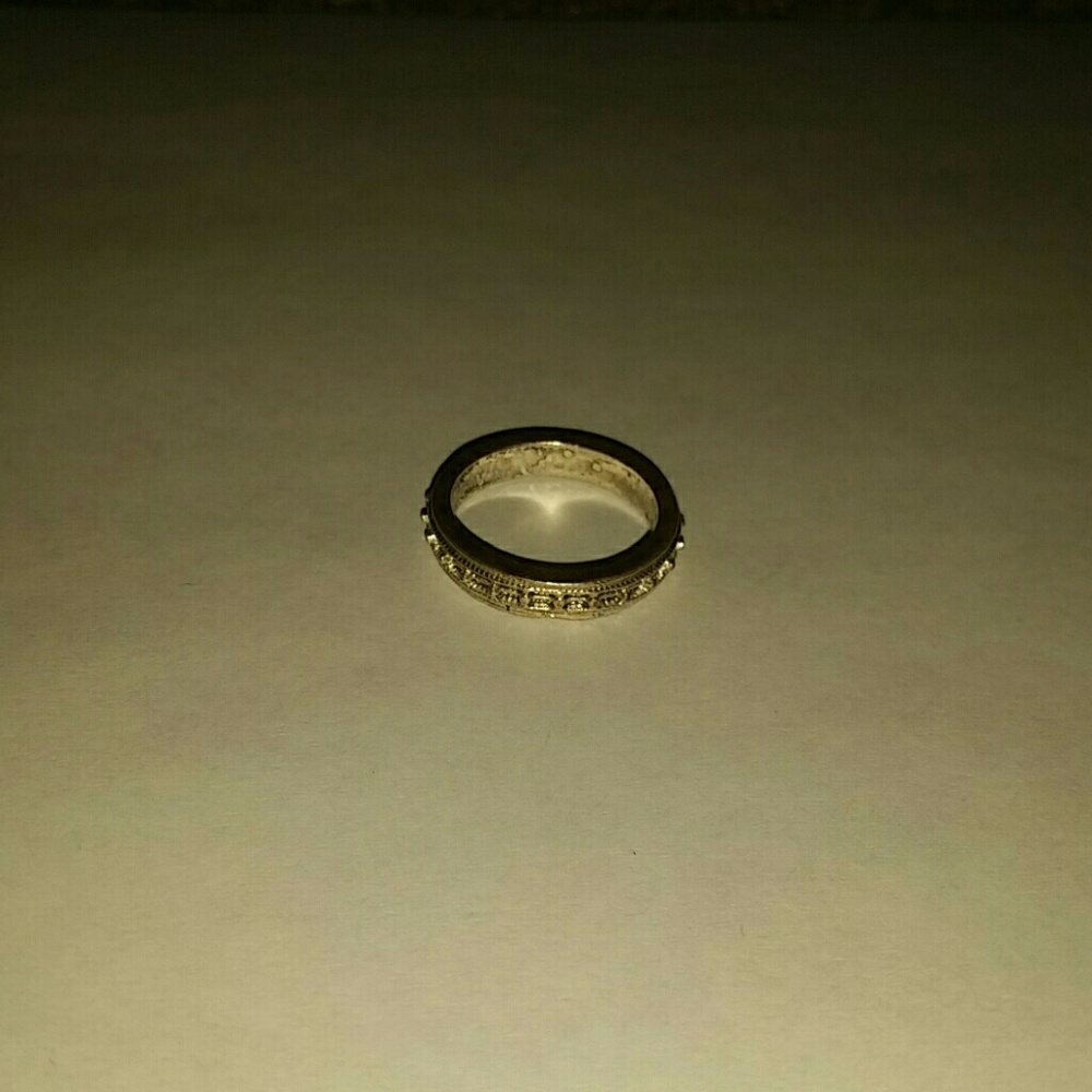 Silver train-track ring